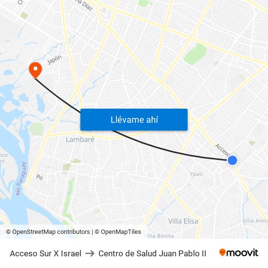 Acceso Sur X Israel to Centro de Salud Juan Pablo II map