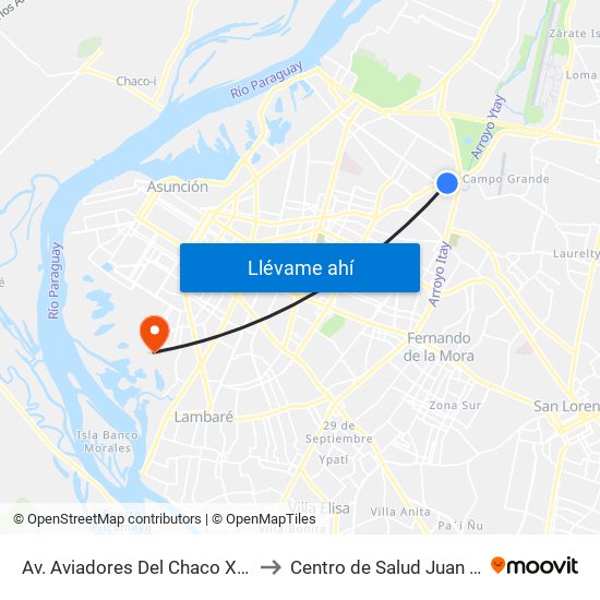 Av. Aviadores Del Chaco X Martínez to Centro de Salud Juan Pablo II map