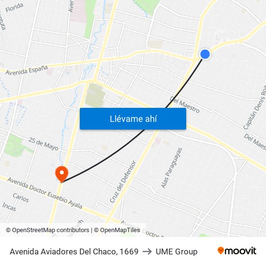 Avenida Aviadores Del Chaco, 1669 to UME Group map
