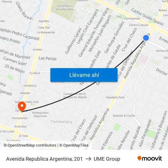 Avenida Republica Argentina, 201 to UME Group map
