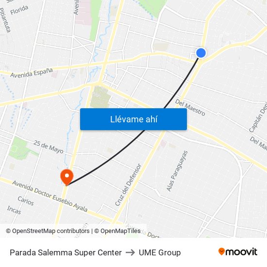 Parada Salemma Super Center to UME Group map