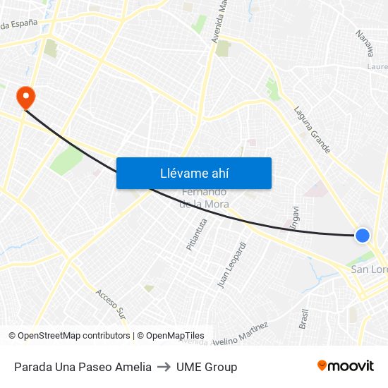 Parada Una Paseo Amelia to UME Group map