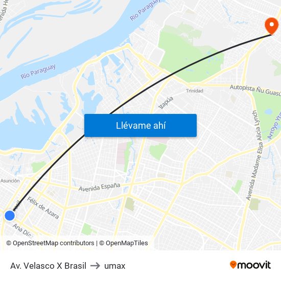 Av. Velasco X Brasil to umax map