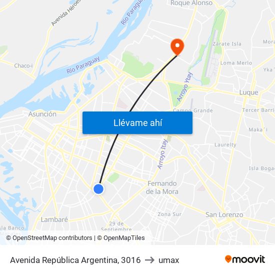 Avenida República Argentina, 3016 to umax map