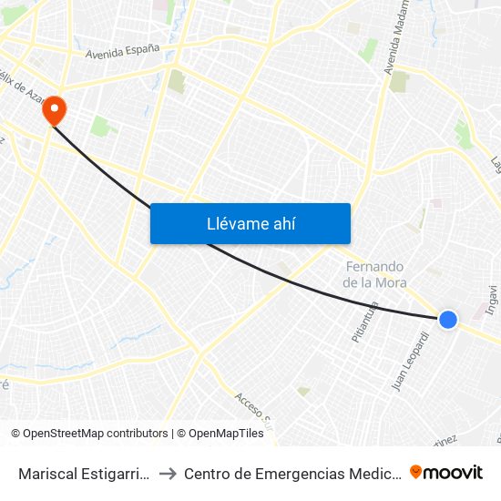 Mariscal Estigarribia X Atilio Galfre to Centro de Emergencias Medicas "Prof. Dr. Manuel Giagni" map