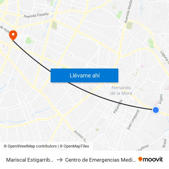 Mariscal Estigarribia X Andrés Barbero to Centro de Emergencias Medicas "Prof. Dr. Manuel Giagni" map