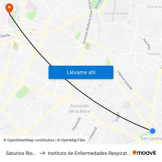 Saturios Ríos X Dr. Pellón to Instituto de Enfermedades Respiratorias y del Ambiente - INERAM map