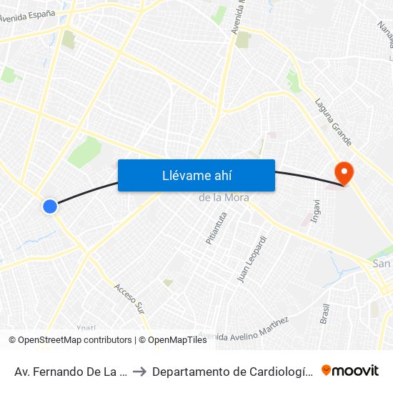 Av. Fernando De La Mora X Universitarios Del Chaco to Departamento de Cardiología Pediátrica - Hospital De Clínicas San Lorenzo map