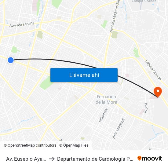 Av. Eusebio Ayala X Amancio González to Departamento de Cardiología Pediátrica - Hospital De Clínicas San Lorenzo map