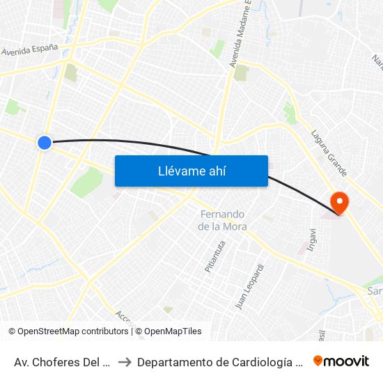 Av. Choferes Del Chaco X Av. Eusebio Ayala to Departamento de Cardiología Pediátrica - Hospital De Clínicas San Lorenzo map