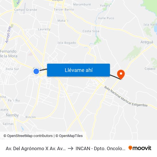 Av. Del Agrónomo X Av. Avelino Martínez to INCAN - Dpto. Oncologia Radiante map