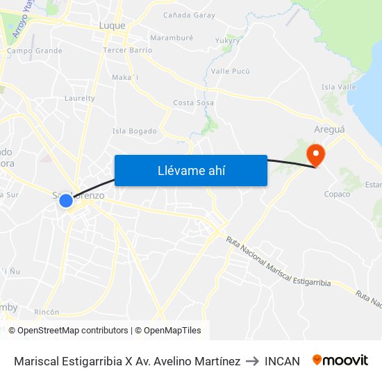 Mariscal Estigarribia X Av. Avelino Martínez to INCAN map