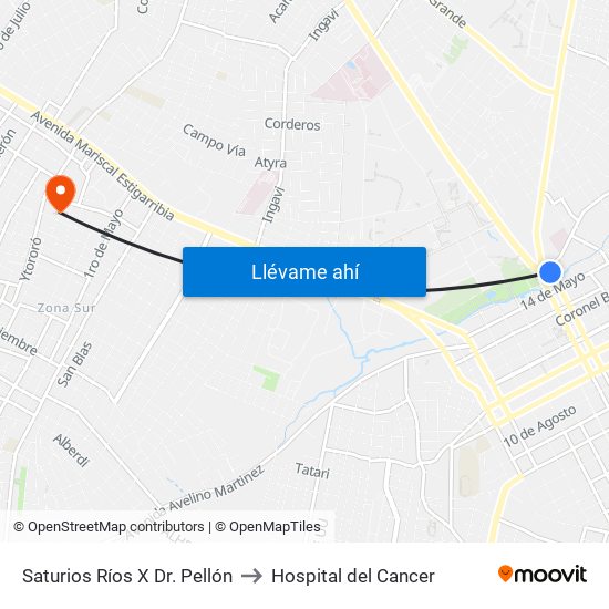 Saturios Ríos X Dr. Pellón to Hospital del Cancer map