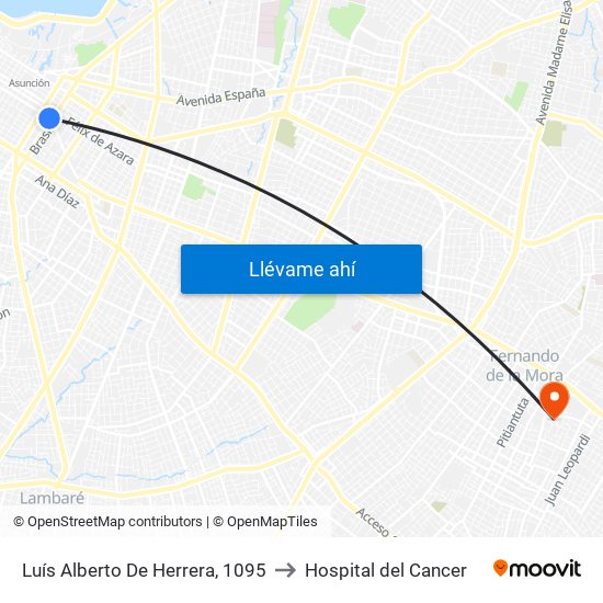 Luís Alberto De Herrera, 1095 to Hospital del Cancer map