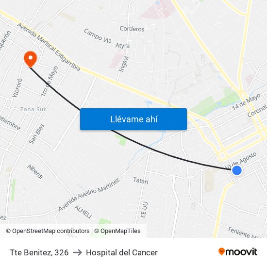 Tte Benitez, 326 to Hospital del Cancer map