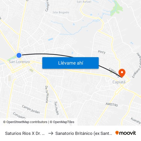 Saturios Ríos X Dr. Pellón to Sanatorio Británico (ex Santa Clara) map