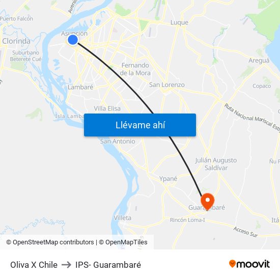 Oliva X Chile to IPS- Guarambaré map