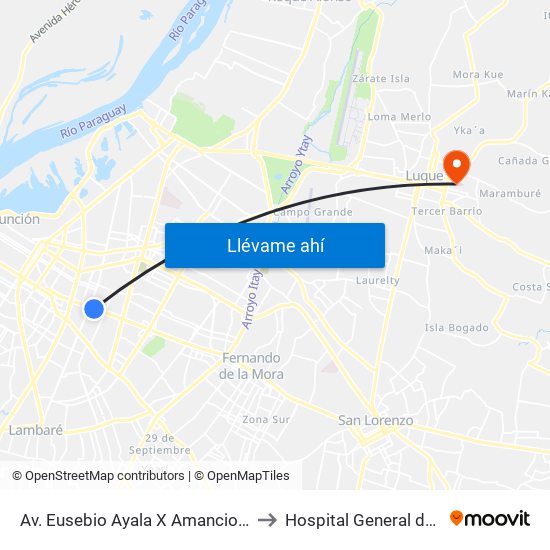 Av. Eusebio Ayala X Amancio González to Hospital General de Luque map