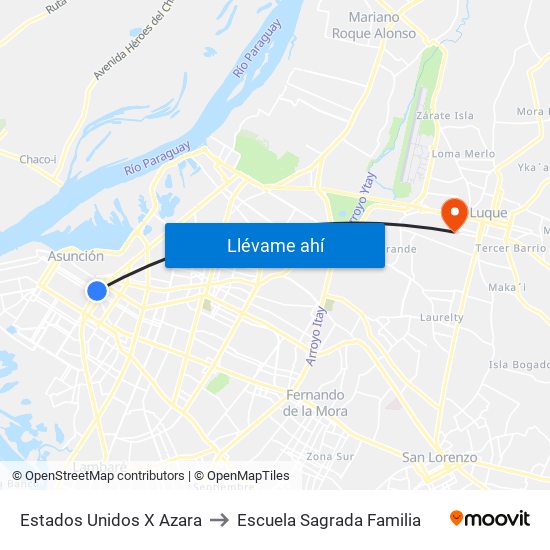 Estados Unidos X Azara to Escuela Sagrada Familia map