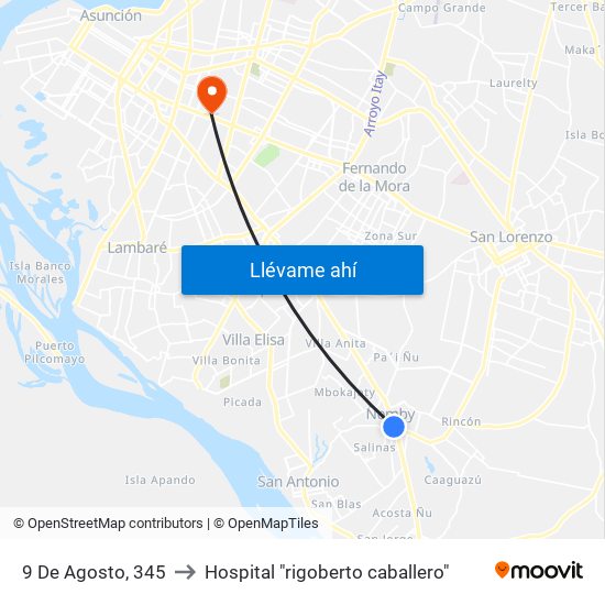 9 De Agosto, 345 to Hospital "rigoberto caballero" map