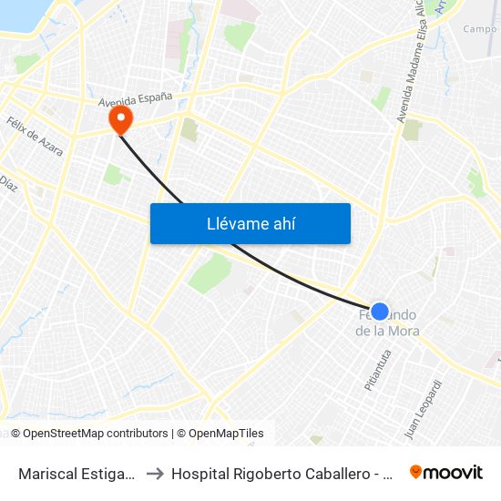 Mariscal Estigarribia X 10 De Julio to Hospital Rigoberto Caballero - Área de Fisioterapia y Kinesiologia map