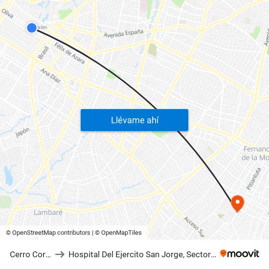Cerro Corá, 452 to Hospital Del Ejercito San Jorge, Sector Terapia Intensiva map