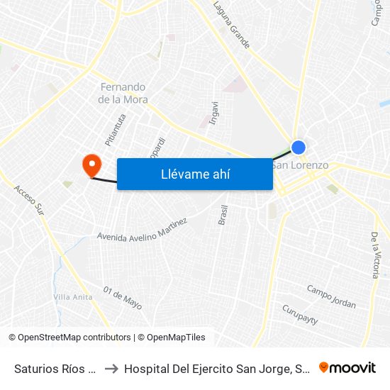 Saturios Ríos X Dr. Pellón to Hospital Del Ejercito San Jorge, Sector Terapia Intensiva map