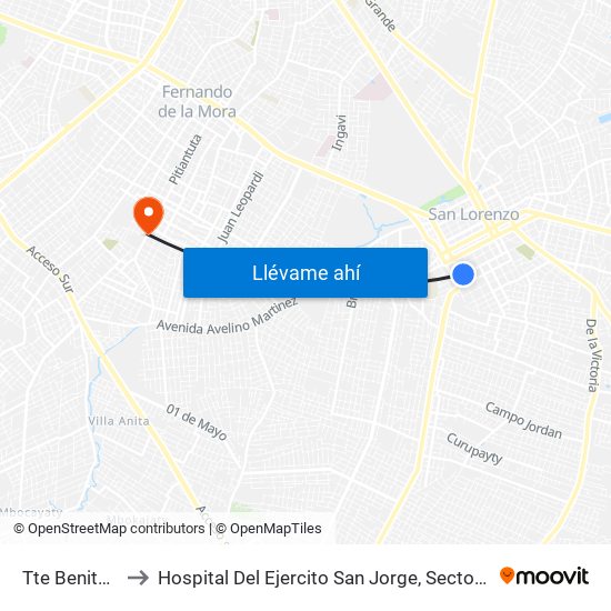 Tte Benitez, 326 to Hospital Del Ejercito San Jorge, Sector Terapia Intensiva map