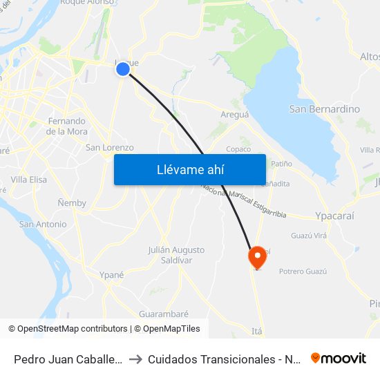 Pedro Juan Caballero X Herrera to Cuidados Transicionales - Neonatología - HNI map