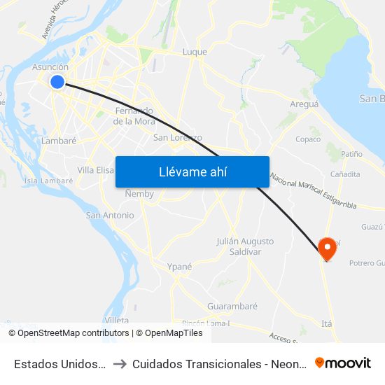 Estados Unidos X Azara to Cuidados Transicionales - Neonatología - HNI map