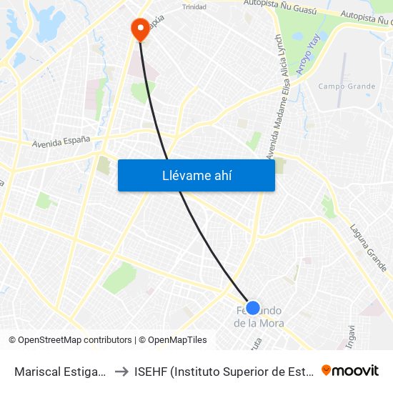 Mariscal Estigarribia X 10 De Julio to ISEHF (Instituto Superior de Estudios Humanisticos y Filosóficos) map