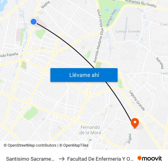 Santísimo Sacramento X Lombardo to Facultad De Enfermería Y Obstetricia Fenob Una map