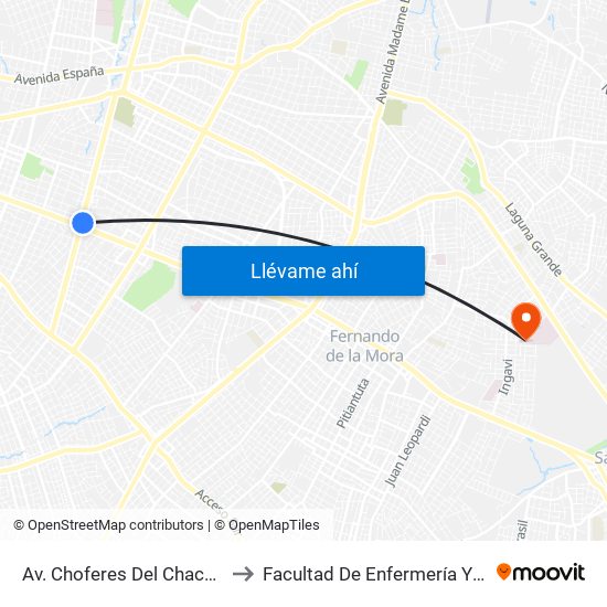 Av. Choferes Del Chaco X Av. Eusebio Ayala to Facultad De Enfermería Y Obstetricia Fenob Una map