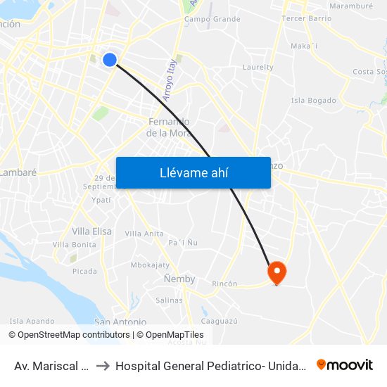 Av. Mariscal López X Bulnes to Hospital General Pediatrico- Unidad De Cuidados Intensivos Polivalente map