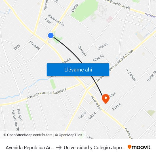 Avenida República Argentina, 3016 to Universidad y Colegio Japonés Nihon Gakko map