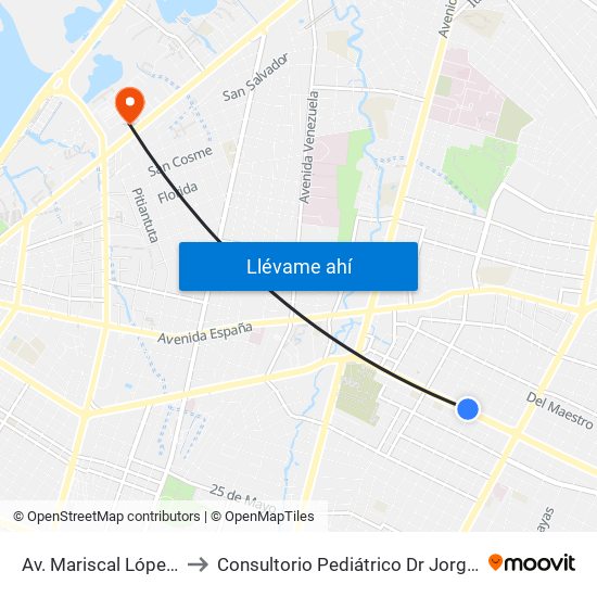 Av. Mariscal López X Bulnes to Consultorio Pediátrico Dr Jorge Gómez Yegros map