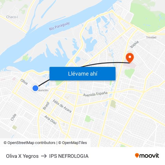 Oliva X Yegros to IPS NEFROLOGIA map