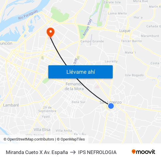 Miranda Cueto X Av. España to IPS NEFROLOGIA map