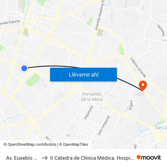 Av. Eusebio Ayala X Nazareth to II Cátedra de Clinica Médica. Hospital de Clínicas. San Lorenzo. FCM-UNA map