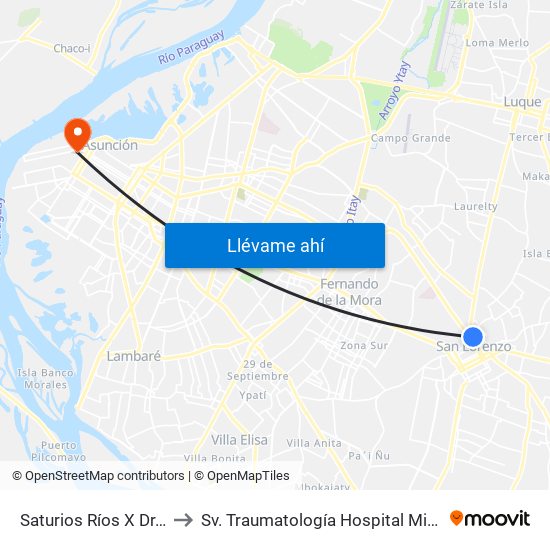 Saturios Ríos X Dr. Pellón to Sv. Traumatología Hospital Militar Central map