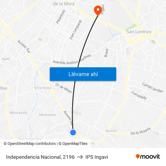 Independencia Nacional, 2196 to IPS Ingavi map