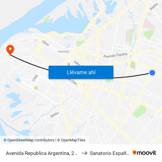 Avenida Republica Argentina, 201 to Sanatorio Español map