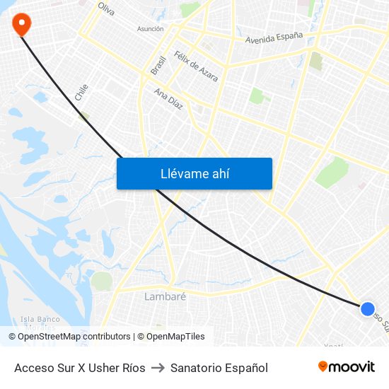 Acceso Sur X Usher Ríos to Sanatorio Español map