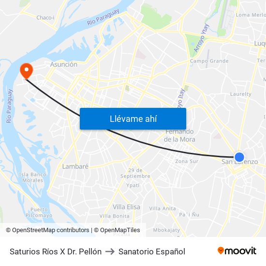 Saturios Ríos X Dr. Pellón to Sanatorio Español map