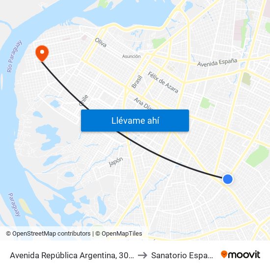 Avenida República Argentina, 3016 to Sanatorio Español map