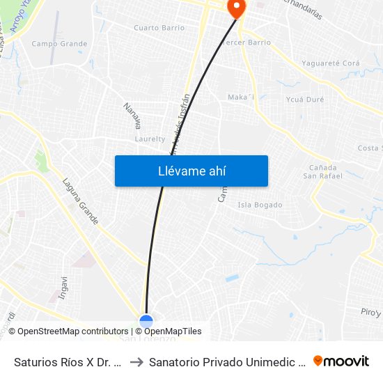 Saturios Ríos X Dr. Pellón to Sanatorio Privado Unimedic (Luque) map