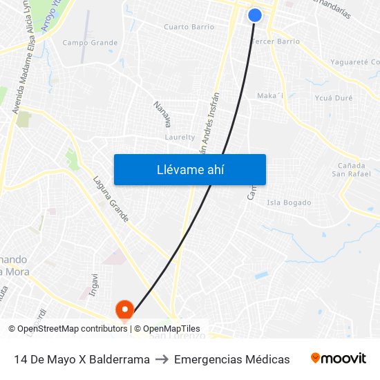 14 De Mayo X Balderrama to Emergencias Médicas map