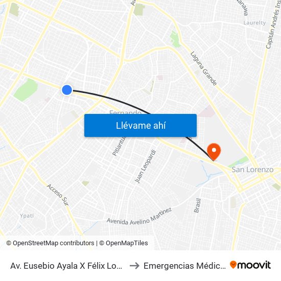 Av. Eusebio Ayala X Félix Lopéz to Emergencias Médicas map