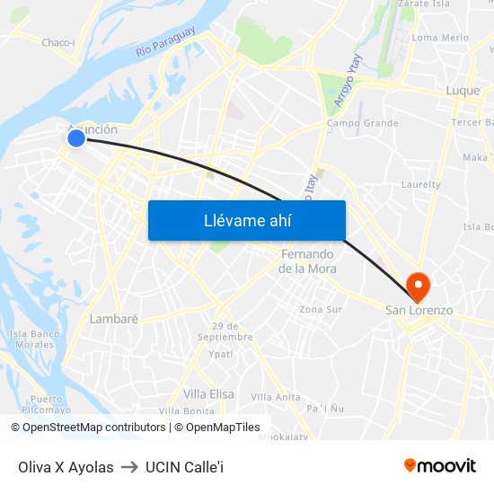 Oliva X Ayolas to UCIN Calle'i map
