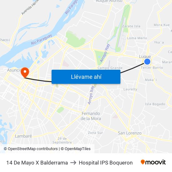 14 De Mayo X Balderrama to Hospital  IPS Boqueron map